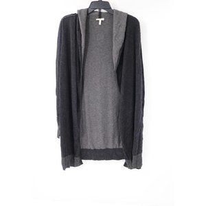 joie cardigan women's‎ Medium Hooded open front gray cashmere wool shawl neck